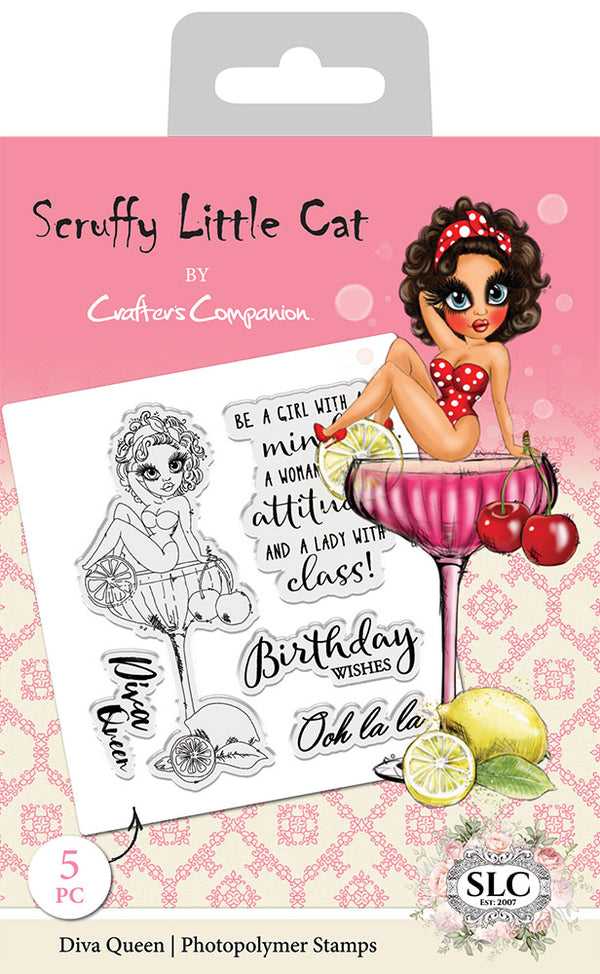 Scruffy Little Cat Photopolymer Stamp - Diva Queen