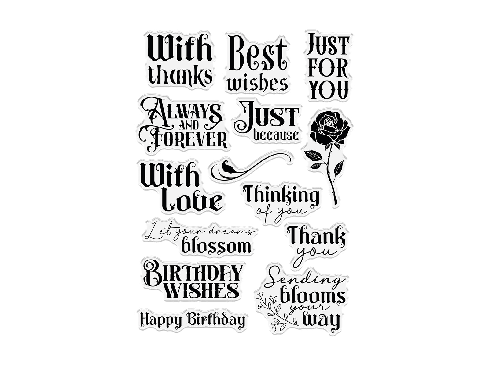 Sara Signature Thorn & Bloom Clear Acrylic Stamp Set - Sending Blooms