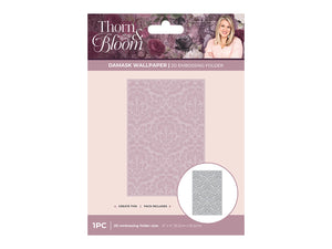 Sara Signature Thorn & Bloom 6" x 4" 2D Embossing Folder - Damask Wallpaper