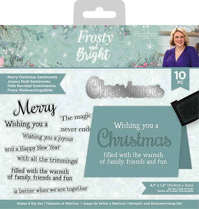 Sara Signature Frosty and Bright Stamp and Die - Merry Christmas Sentiments