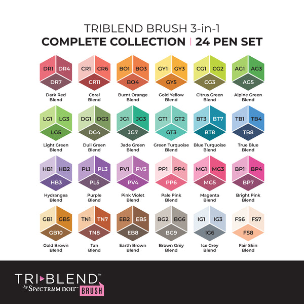 Spectrum Noir TriBlend Brush - Complete Collection 24pc -Crafters ...