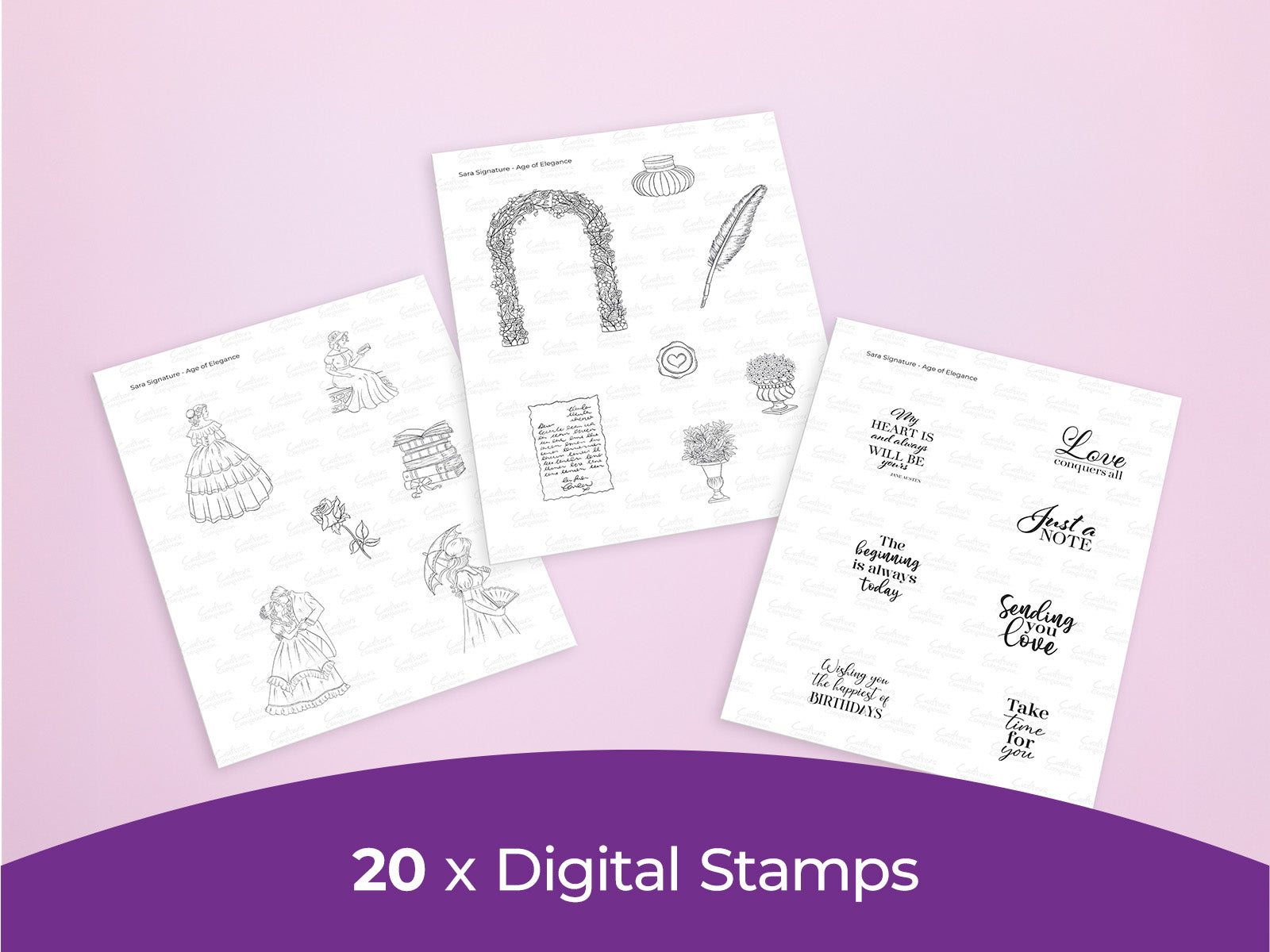 Sara Signature Age of Elegance Collection - Digital Stamp Sheets - A4