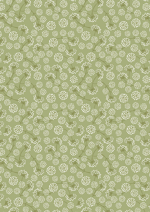 Lewis & Irene Fabric - Winter Green Seed Heads with Pearl