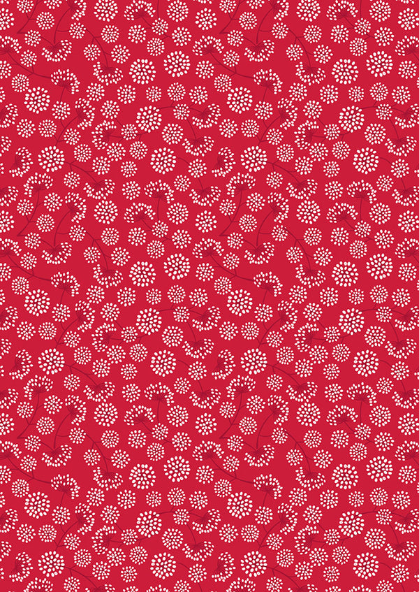 Lewis & Irene Fabric - Red Seed Heads with Pearl