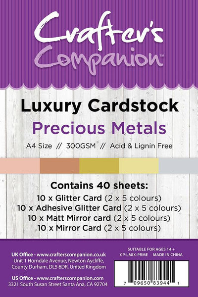 Crafter's Companion A4 Luxury Cardstock Pack - Precious Metals