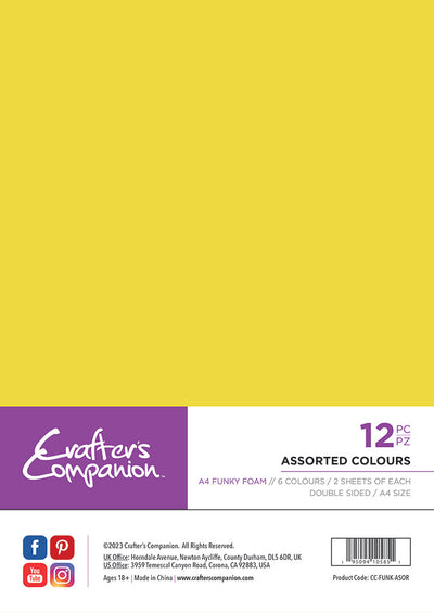 Crafter's Companion A4 Funky Foam - Assorted Colours - 12 Pack