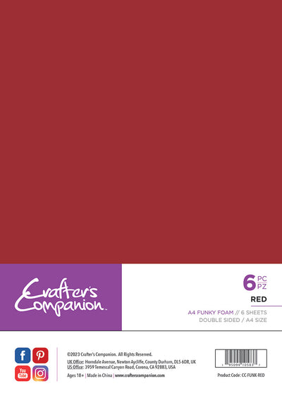 Crafter's Companion A4 Funky Foam - Red - 6 Pack